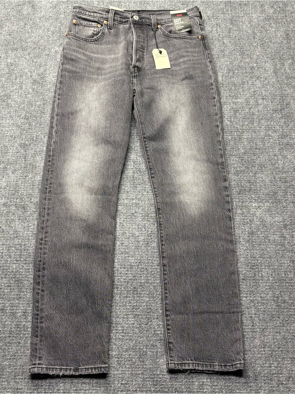 Levis Premium 501 Jeans Womens 29x30 Black Straight Button Fly Big E NEW